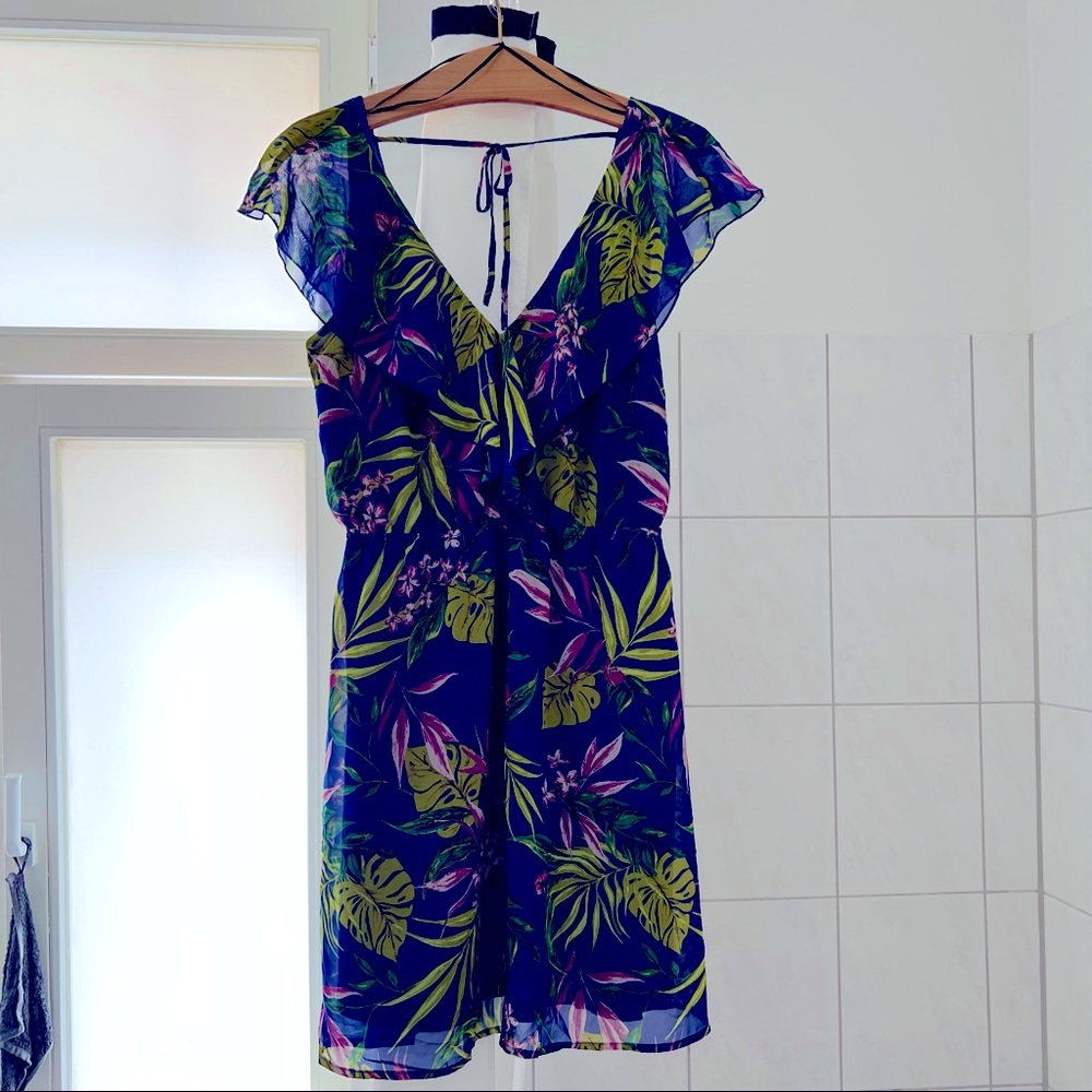 Tropical + Flowy Blue H&M Mini Dress